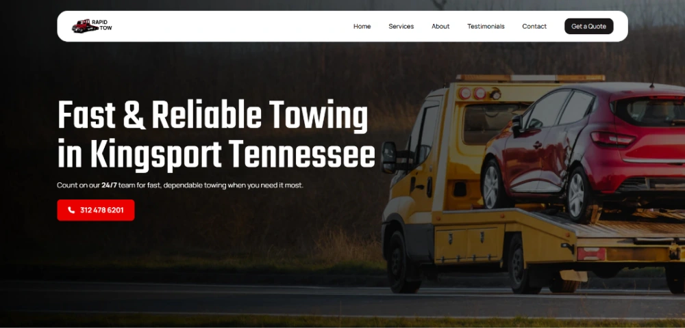 Vrhunska jednostranična web stranica za Šlep Službu u SAD